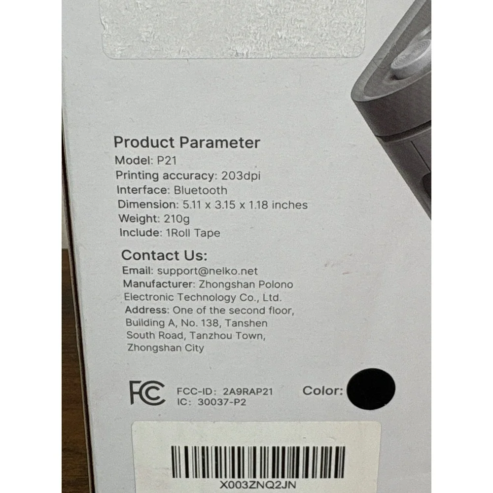 Nelko P21 Portable Label Maker Bluetooth Wireless Thermal Printer Black NEW